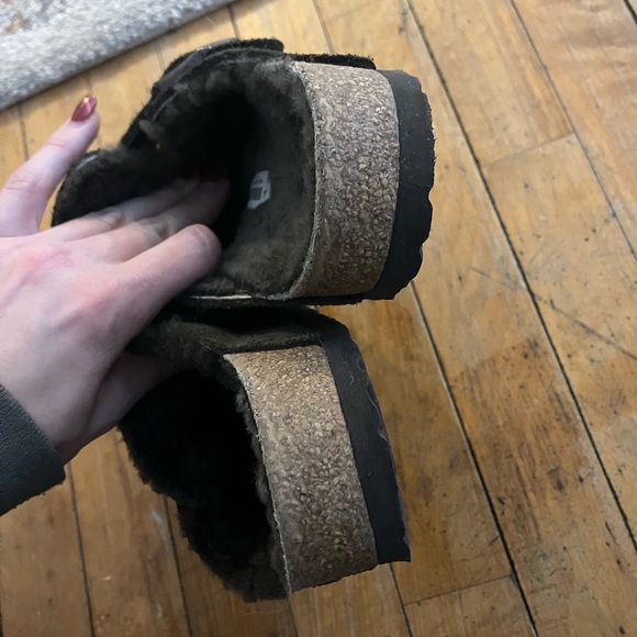 Birkenstock Boston Clog Shearling Dark Brown Suede Slippers - Picture 13 of 14
